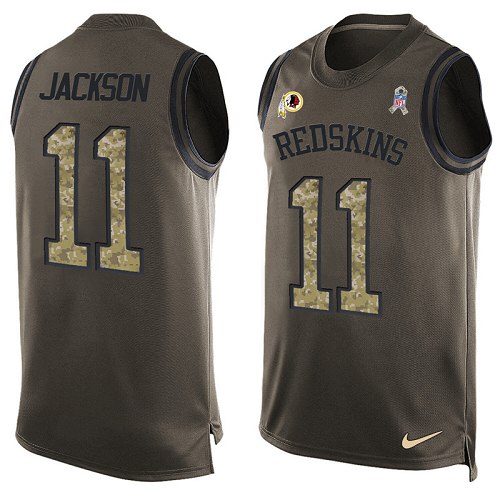 Men's Limited DeSean Jackson Nike Jersey Green - #11 Salute to Service Tank Top NFL Washington Redskins